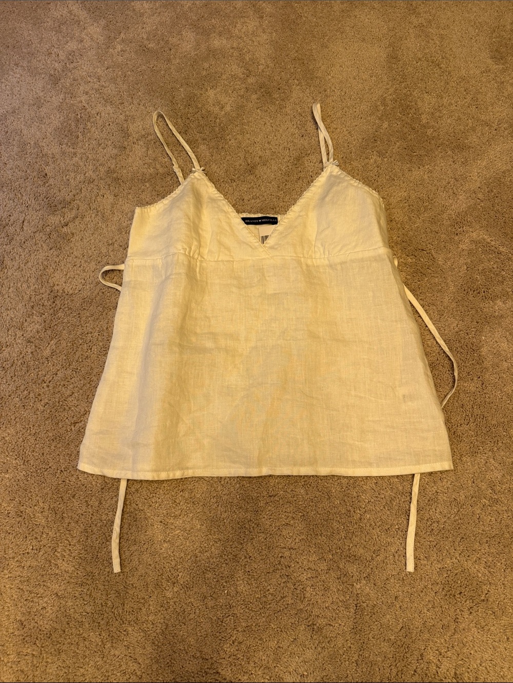 Brandy Melville Cream Linen V-Neck Cami